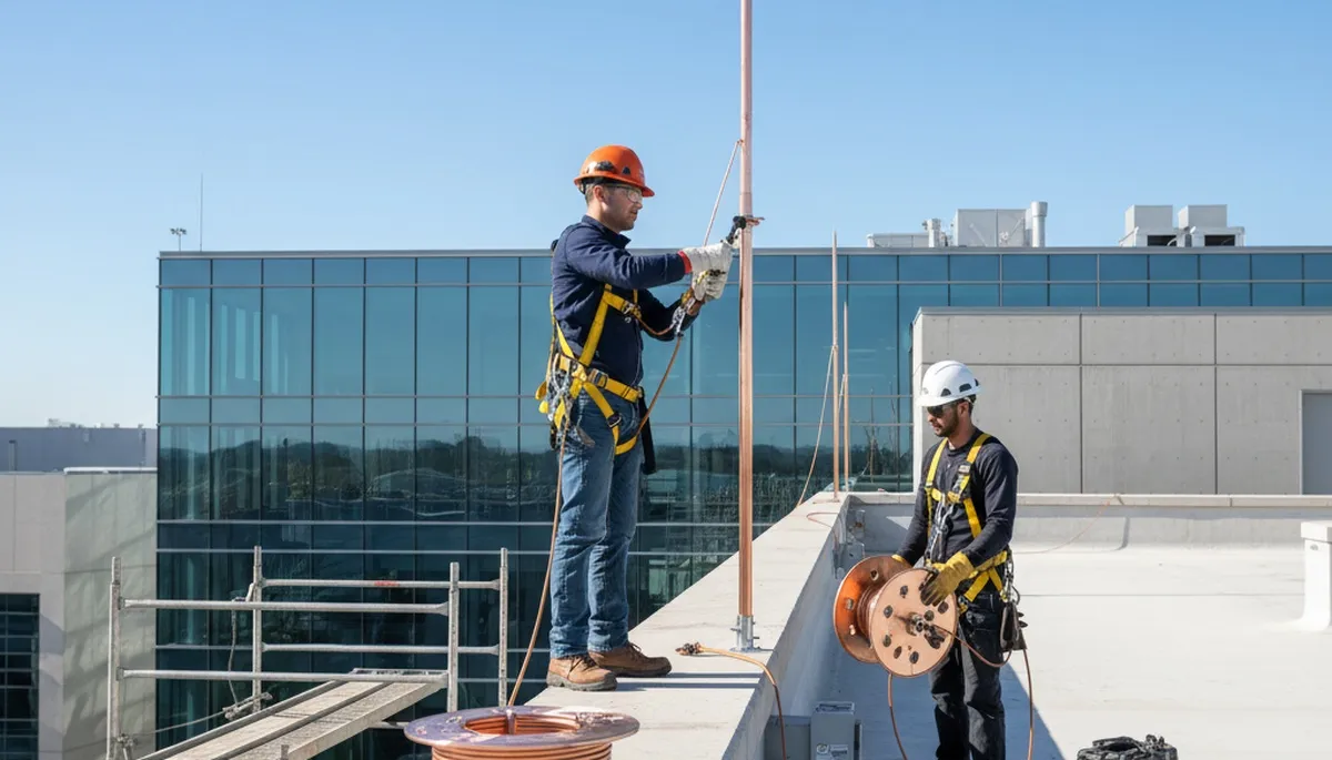 Cape Coral, FL tree care specialist installing lightning protection on a tree