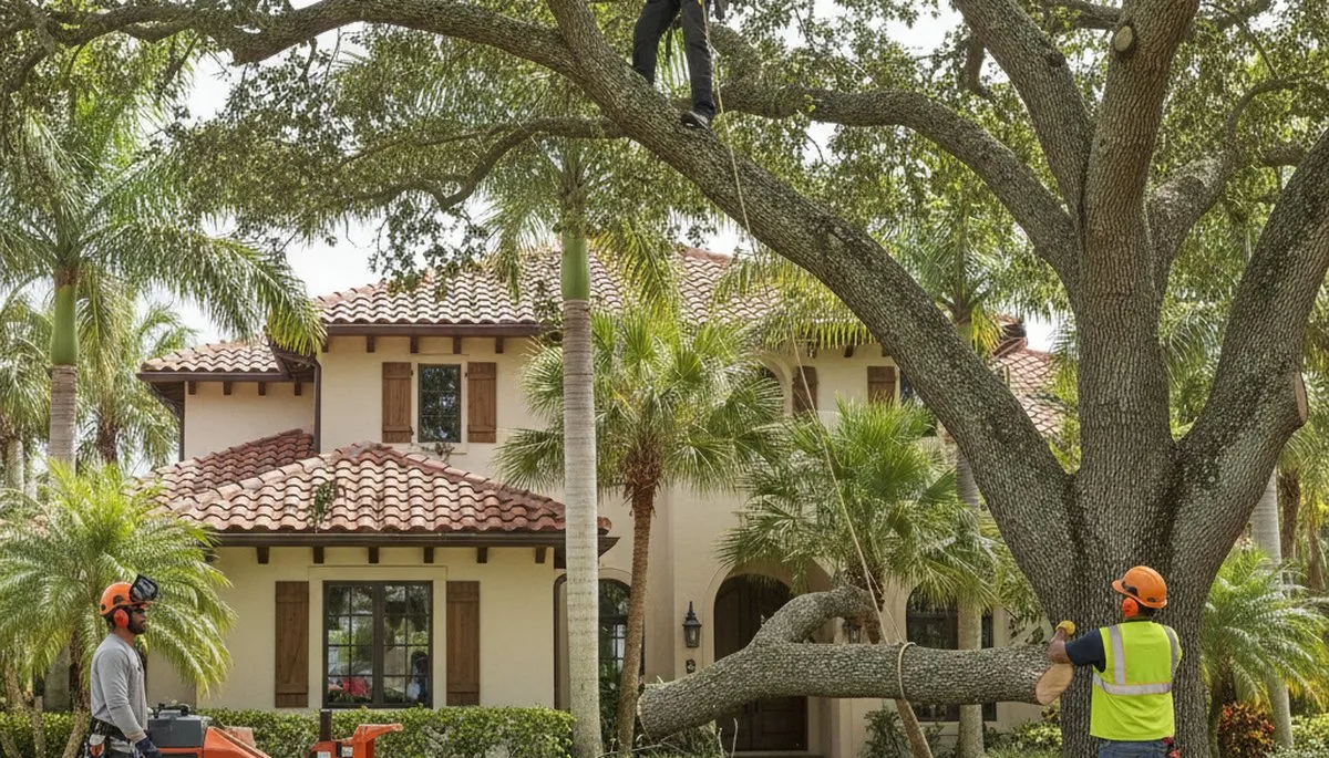 Tree service crew performing safe tree removal in Cape Coral, FL