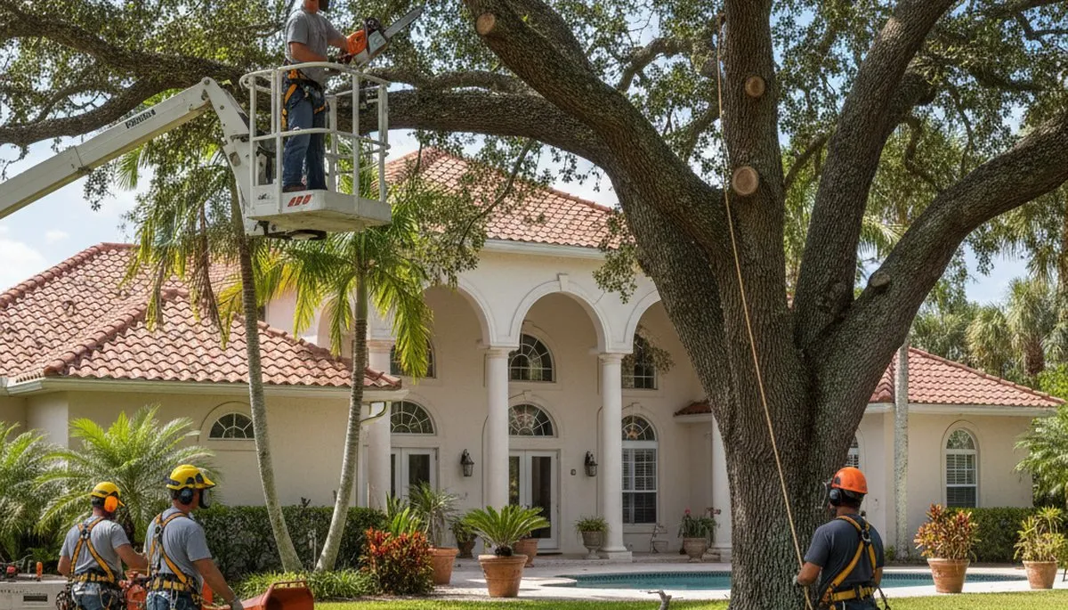 Tree service crew in Cape Coral, FL providing professional tree removal and trimming services
