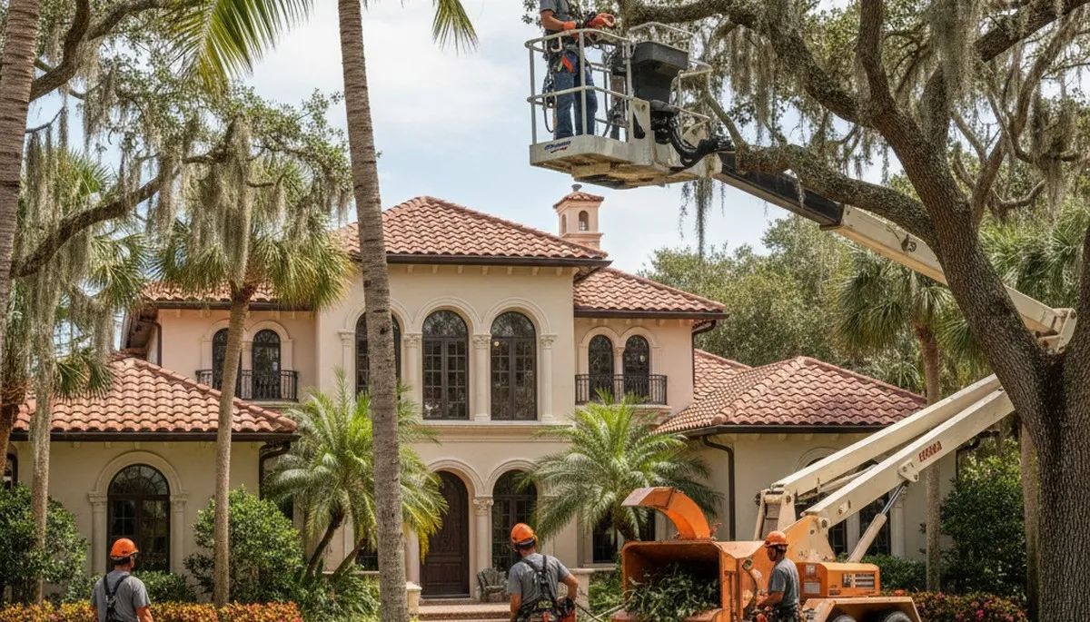 Tree service crew in Cape Coral, FL providing professional tree removal and trimming services